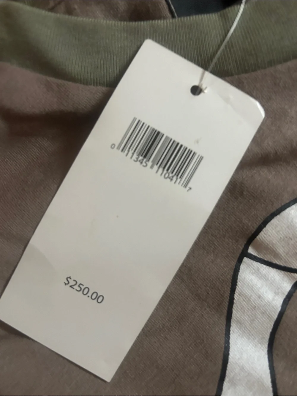 AUTHENTIC-Gucci Taupe Long Sleeve Tee / White Graphic and embroidered Green-NEW